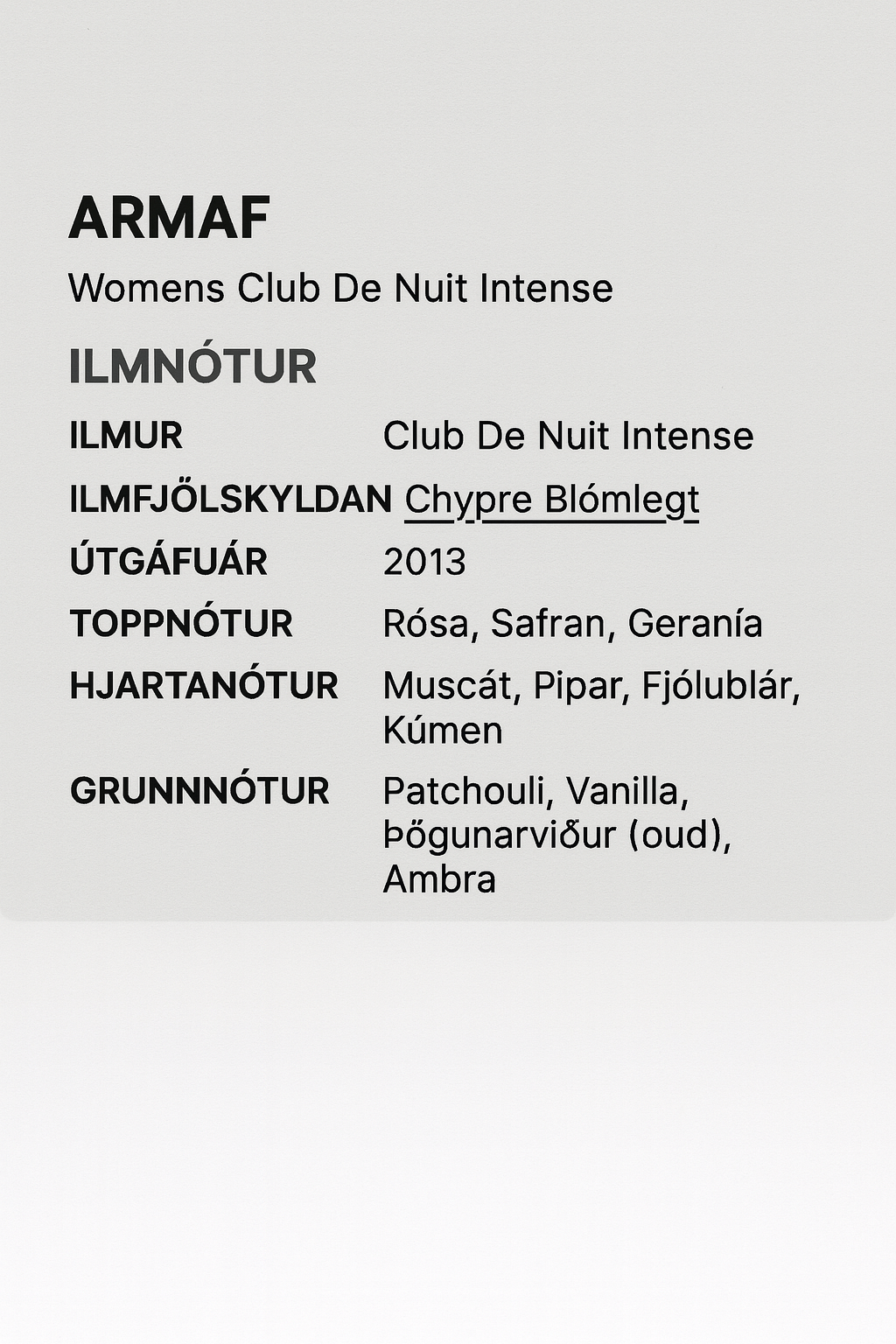 Armaf  Ladies Club De Nuit Intense EDP Spray 3.6 oz Fragrances 105ml