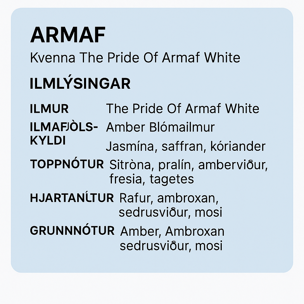 Armaf  Ladies The Pride Of White EDP Spray 3.4 oz Fragrances