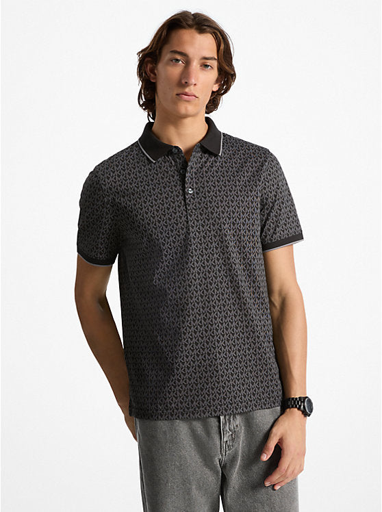 Michael Kors Signature Logo Print Cotton Polo Shirt